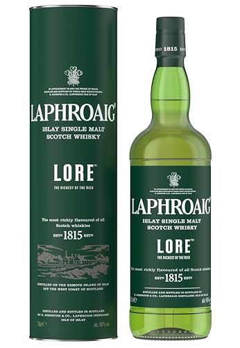 Laphroaig Lore | Scotch | Islay | Single Malt Peated Whisky | Rich Chocolate, Smoke & Chilli | Made Using Single Malts Aged from 7 to 21 Years | 48% ABV | 70cl