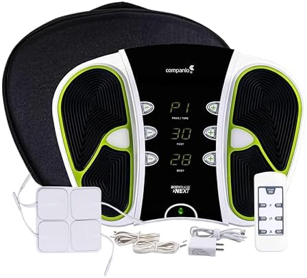 COMPANIO Body Pulse Next EMS & TENS Massager | Full Body Therapy for Foot, Leg, Neck, Shoulder & Back, Helpful in Blood Circulation, Muscle & Nerve Stimulator for Pain Relief Therapy | Dual Mode, Remote-Controlled, Portable & Lightweight Physiotherapy Machine For Men & Women