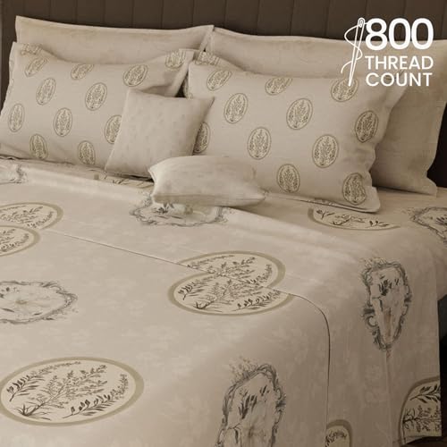 Image of BOUTIQUE LIVING Platinum Pulse Monticello 100% Cotton 800 TC Grey Floral King Bedding Set