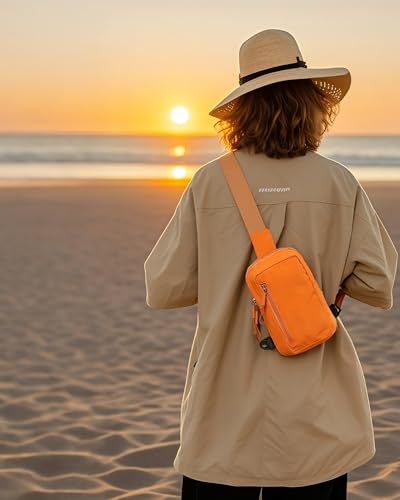 HAUMAUH Brustbeutel Damen Herren Brusttasche Klein - Umhängetasche Umhängetaschen Schultertasche Crossbody – Arbeitsweg Reisen Festival-Begleiter (Orange)