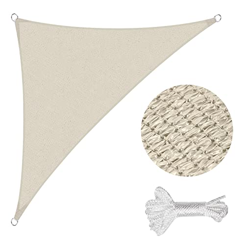 Sekey Sonnensegel 2.5x2.5x3.5m, Sonnenschutz, Dreieckig HDPE-Kunststoff, Winddicht Wasserdurchlässig UV-beständig Atmungsaktiv Reißfest, für Balkon Garten, mit Ösen und Befestigungsseile, Taupe