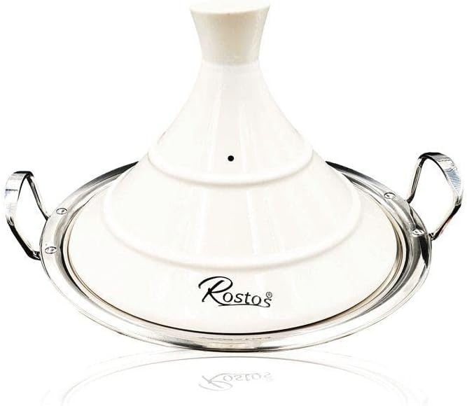Rostos Moroccan Tagine Pot, White Diameter 30 cm Ceramic Induction, Available in Three Sizes, Casserole, Premium Quality, Suitable for All Hobs and Oven