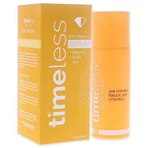 Image of Timeless Skin Care Vitamin C Serum with Vitamin E & Ferulic Acid - Brightening Serum - for Oily & Dry Skin - Fragrance-Free - 1 oz, (Pack of 4)