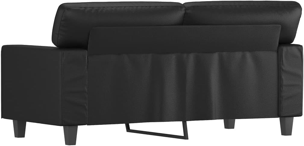 2-Seater Sofa Black Faux Leather 2-Seater Durable 2-Seater Sofa Living Room Furniture