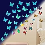 Tarklanda Leuchtende Schmetterlinge Wandtattoo Schmetterlinge Deko Schmetterling Wandaufkleber Schmetterlinge Dekoration Wandtattoo Abnehmbare Wandaufkleber Heimdeko Kinderzimmer Schlafzimmer Deko