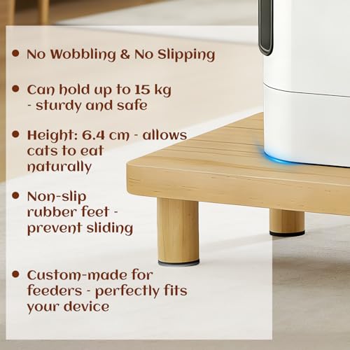 Support surélevé pour distributeur croquettes chat automatique en bois