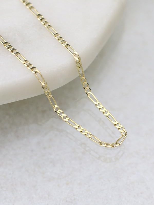 10K Solid Yellow Gold Figaro Chain for Men Women Diamond Cut 2mm (1.6gm to 1.88gm), 3.5mm (3.5gm to 4.5gm) & 6.5mm (10.5gm to 14gm) with Lobster Claw Clasp Jewelry - Image 8