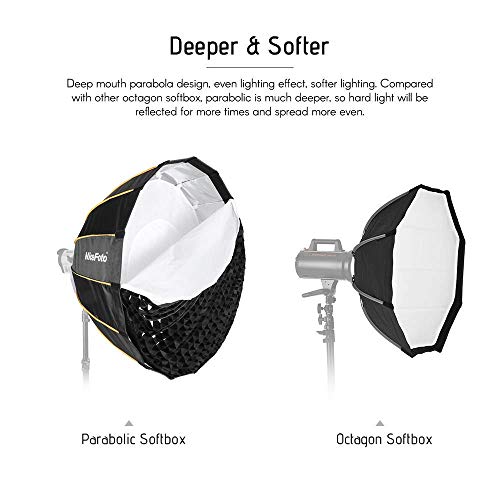 Nicefoto Led 35Inch/90Cm Quick Set-Up Folding Deep Parabolic Umbrella Softbox Photography Studio Softbox With Grid Carry Bag 90Cm For Photo Studio Lighting Flash For Nicefoto,Falconeyes #TOP1