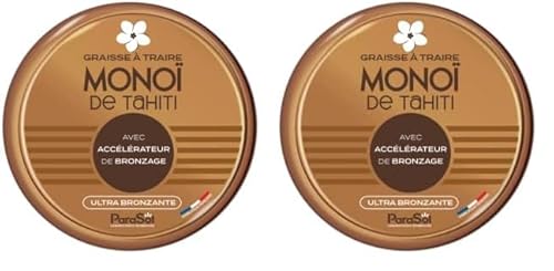 Parasol Pot Graisse à Traire au Monoï de Tahiti, Crème, Hypoallergénique (Lot de 2)