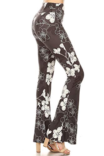 Leggings Depot PZA-R715-M Magnolia Classic Print Palazzo Pants, Medium