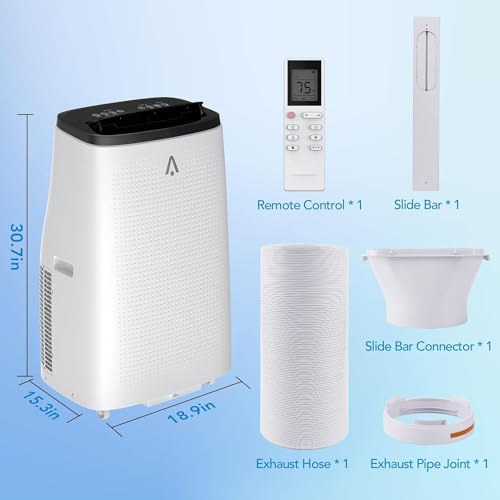 CuisinAid Portable AC Unit for Rooms, 14000Btu Air Conditioner Portable up to 750 Sq.Ft, 3-in-1 Function, Cool, Dehumidifier, Fan, with Remote Control, Timer, Self Evaporation System, Window Kit
