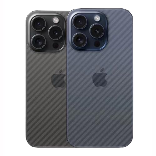 iyanzi For iPhone 15 Pro Max Back Screen Protector 3D Carbon Fiber Ultra Thin Protective Film-2 packs-Transparent