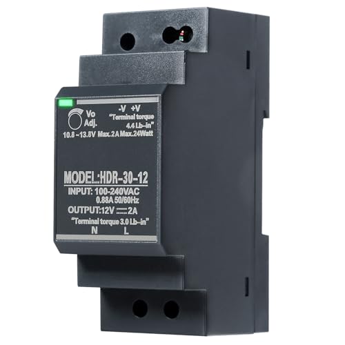 Image of Jadeshay DIN Rail Power Supply, 30W 12VDC 2A Switching Power Supply with Overload Protection and Stable DC Output (HDR-30-12)