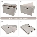 Large 17" 36 Quart Collapsible Stackable Storage Bins with Lids, 3 Packs Beige Linen Fabric Closet Boxes with Lids, Storage Cube Baskets Container Organizers for Bedroom Office(17 x12 x11) - Image 4