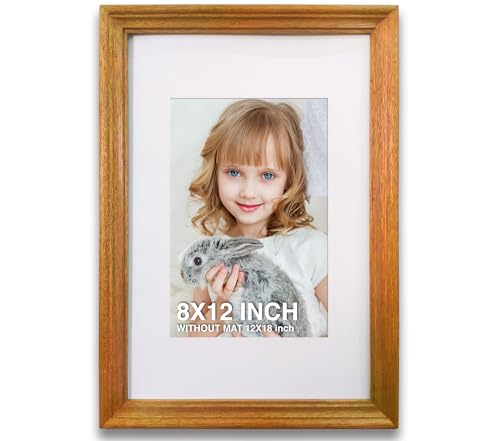 Image of 8 x 12 inch Wooden Photo Frame with Mat, Orange Photo Frame 8 x 12 inch with Mat or 12 x 18 inch without Mat for Wall Decoration, Gallery Walls, Best Wooden Photo Frames for Posters and Photos