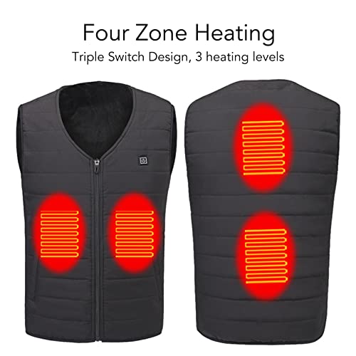 Jaqueta de Aquecimento, Colete Preto Aquecido de Algodão Com Design Triplo Decote Em V Não Sexual pa