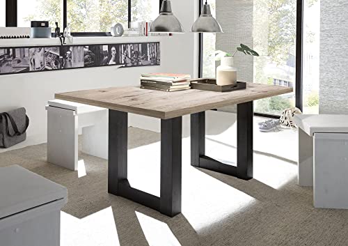 58 aufm Kessel Esszimmertisch Eila 8 160 x 90 x 75 Esstisch Schwarzstahl/Sandeiche 13382-160