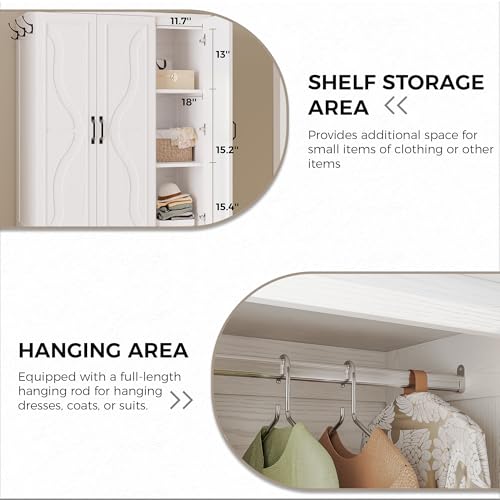 image for LIKIMIO Armoire Wardrobe Closet with 4 Doors and Drawers, Wardrobe Cab