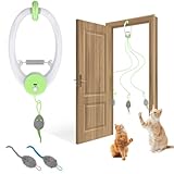 Picture of Bolpetizo Cat Toy Interactive for Indoor Cats, Smart USB Rechargeable Door Hanging Automatic Retractable Kitten Toys, Teaser Electronic USB Self Play Feather Cat String Toy Attached with 3 Catnip Mice
