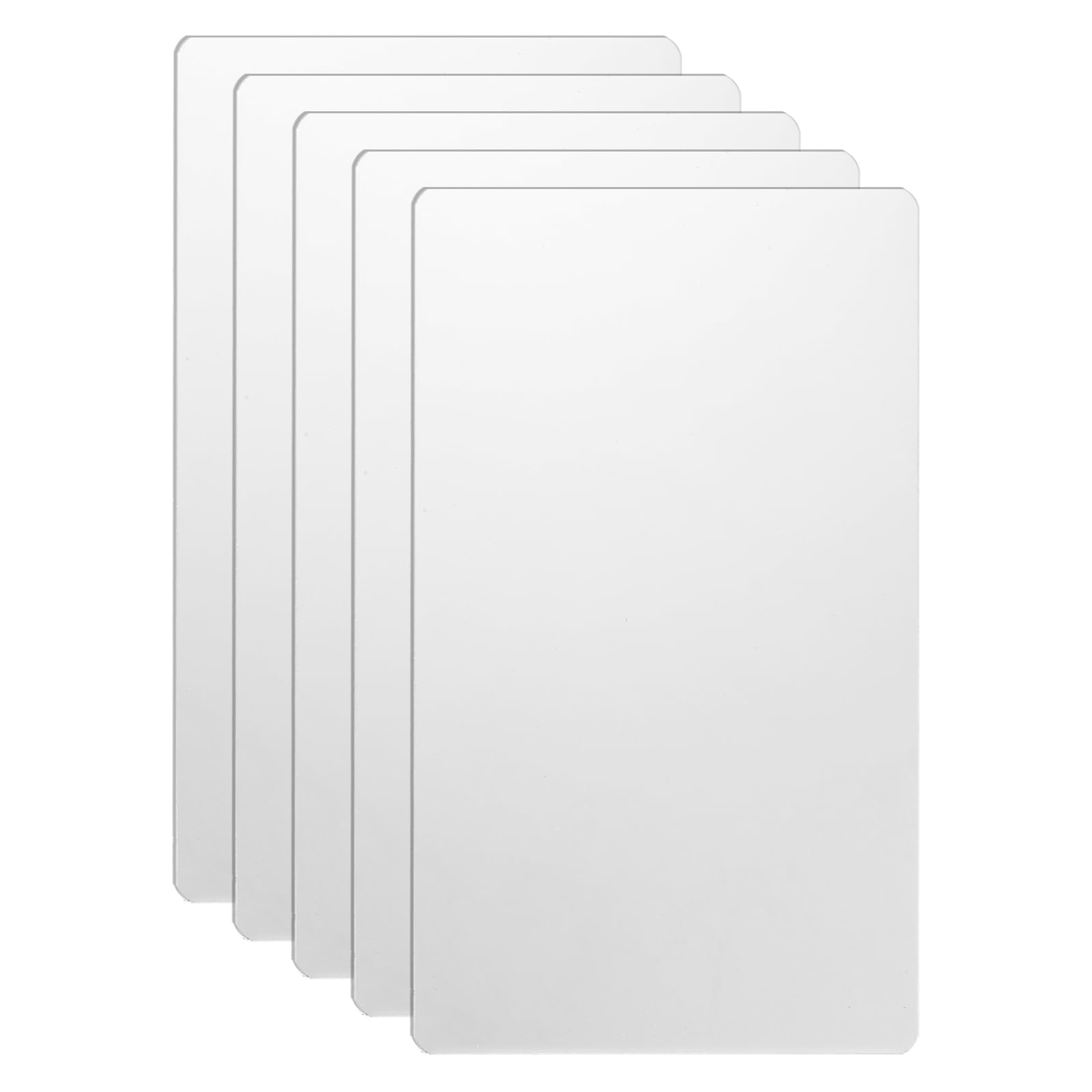 sourcing map 5pcs Metal Business Card 85 x 50 x 0.6mm 201 Stainless Steel Mirror Engrave Cards Custom Blank CNC Engrave Sheet for House Office DIY Gift Invitations, White