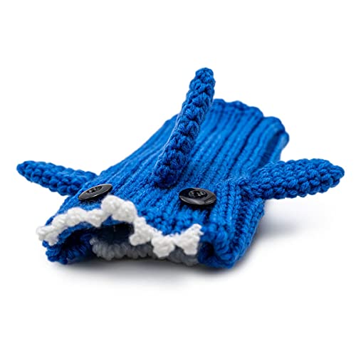 Zoo Snoods Baby Shark Costume For Dogs, Medium - Warm No Flap Ear Wrap Hood For Pets, Dog Outfit For Winters, Halloween, Christmas & New Year, Handmade Soft Yarn Ear Covers - Blue #TOP2