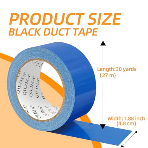 Image of QILIMA 5-Pack Blue Duct Tape, Professional Grade Duct Tape for Photographers, Industrial, Professional Use, 2 Inch X 30 Yards, 5 Rolls Blue