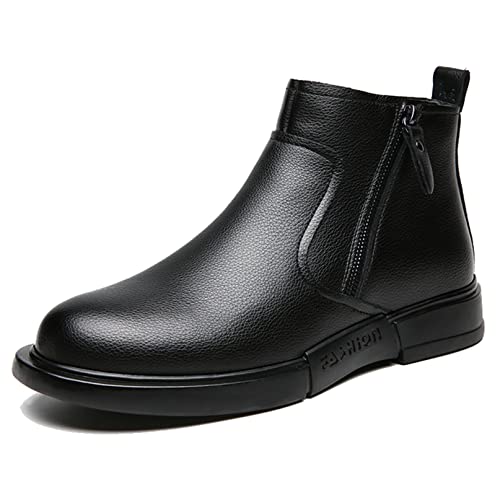 FUNPLUS Hommes Chelsea Bottes Bout Rond Chaussures en Cuir Automne Hiver Chaussures d'affaires Haut de Gamme Portables Bottines Formelles Cover