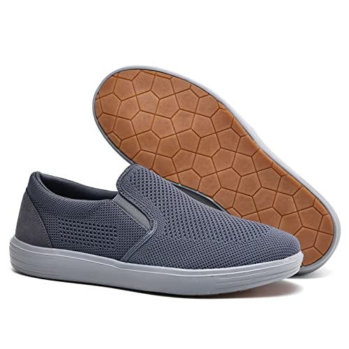 Konhill Men's Slip On Sneaker - Knit Walking Loafers Memory Foam Driving Work Skate Shoes Arch Support Slip Resistant Shoes 7.5 Us Dark Grey 40 #TOP2