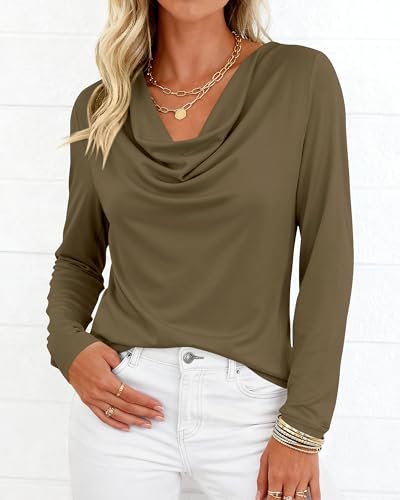 PRETTYGARDEN Women Fall Cowl Neck Long Sleeve Tunic Top - image 4