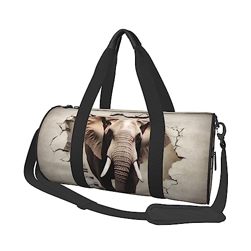 Sac de voyage noir imprimé éléphant Broken Wall sac de gym fitness