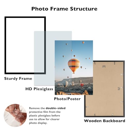 Image of JCJMY 16x23 Picture Frame Black for Poster and Photo, Horizontal and Vertical Formats for Wall Hanging, Wall Gallery Frame for 16 by 23 Photos