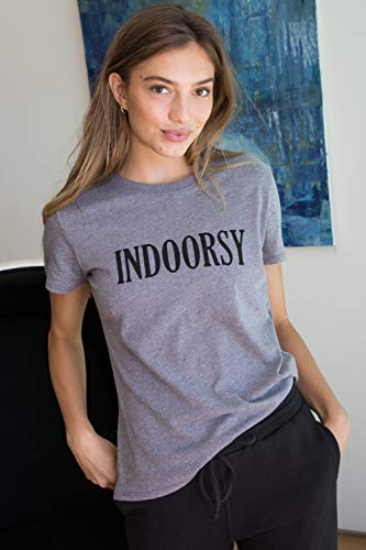 Suburban Riot Indoorsy Women's T-Shirts, Graphic Tees For Women, Crewneck T Shirt, Heather Grey, Size Small #TOP2