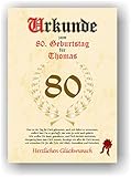 Urkunde zum 80. Geburtstag - Glückwunsch Geschenkurkunde personalisiertes Geschenk Gedicht Grußkarte Geschenkidee mit Spruch DIN A4