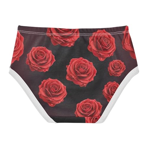 Cotton Toddlers Underwear Floral Red Roses Black Panties for Girl Animal Underpants Briefs 2t2