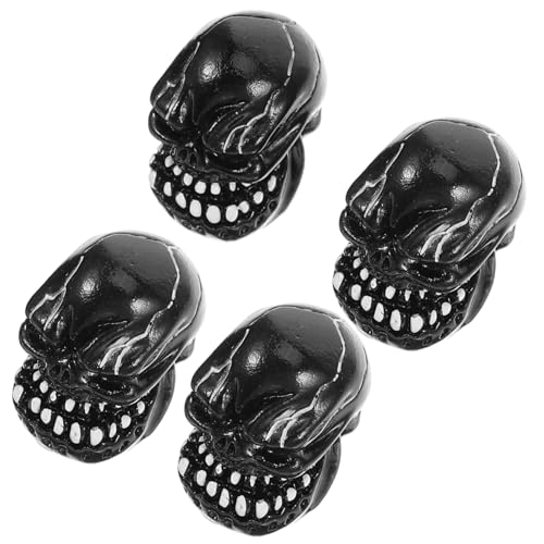 KOMBIUDA Valve Stem Caps 4 Pieces Tire Air Nozzles Covers Skull Design Red Decorative for Auto Bike Car