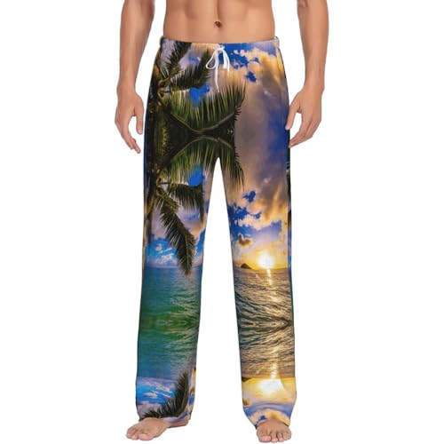 Pantalon de pyjama tropical hawaïen homme grande taille 5XL doux ample avec poches latérales