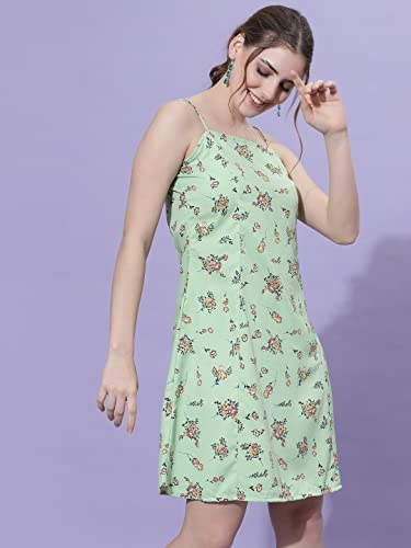 Image of OOMPH! Women A-Line Floral Mini Dress Western, Off Shoulder, Slip On