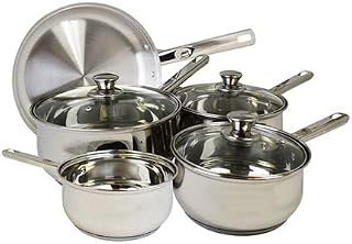 Acense Cookware Set, Induction Cook Set, Includes Milk Pan/Sauce Pan/ Frying Pan with Lids, Pack of 5, High Quality Food Grade Stainless Steel, Easy to Clean, Dishwasher Safe, Durable