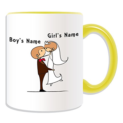BabySmiles – Regalo – Romántica Hug Taza (novio y novia diseño Tema, Opciones de Color) – mensaje de todos los/Nombre a sus exclusiva Taza – Par