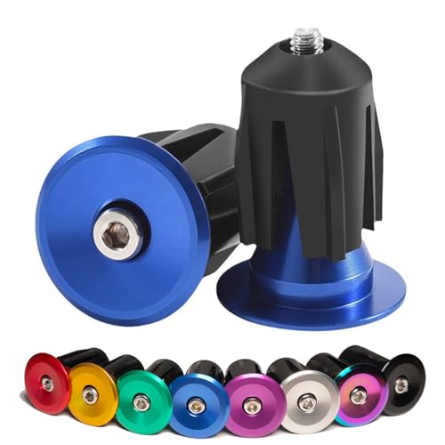 CLUTUTJL 1 Pair Aluminum Bike Handlebar Ends, Blue Bar End Plugs for Road Bike, MTB Bar Ends with Expanding Screw, Capable for Handlebar End Inner Diameter Between 0.69"-0.86"(Blue, 1 Pair)