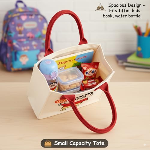 Image of Kids Lunch Bag | Cute & Stylish Embroidery Mini Tiffin Bag for Boys & Girls | Cute Cotton Cartoon Design I Picnic Tuition School, Preschool & Playschool | Gift for Birthday
