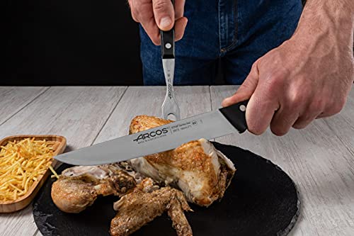 Miniatura 7 de Arcos Cuchillo Tallado Con Hoja Acero Inoxidable Nitrum 190 Mm. Cuchillo Carnicero Para Deshuesar. Mango Ergonómico Polioximetileno Pom. Serie Universal. Color Negro.