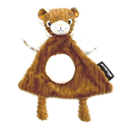 LES DEGLINGOS - DOUDOU Baby Speculos le tigre - Velours côtelé ultra doux - Idée cadeau - Dès la naissance - 28 cm - Ocre