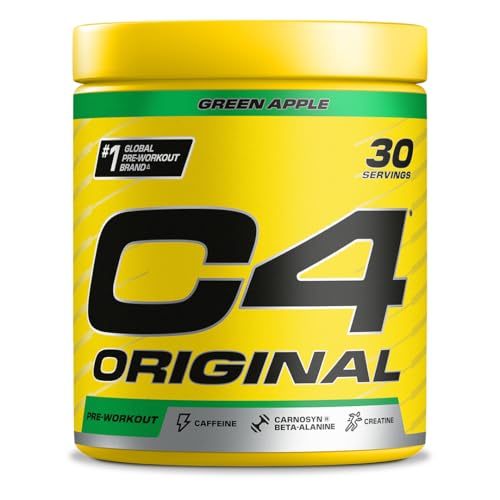 C4 Original Beta Alanine Sports Nutrition Bulk Pre Workout Powder for Men & Women | Best Pre-Workout Energy Drink Supplements | Creatine Monohydrate | Green Apple | 30 Servings