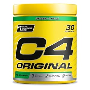 C4 Original Beta Alanine Sports Nutrition Bulk Pre Workout Powder for Men & Women | Best Pre-Workout Energy Drink Supplements | Creatine Monohydrate | Green Apple | 30 Servings