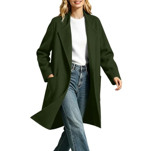Image of Lazduis Trench Coat Women Long Peacoat Casual Fall Winter Wool Blend Jacket