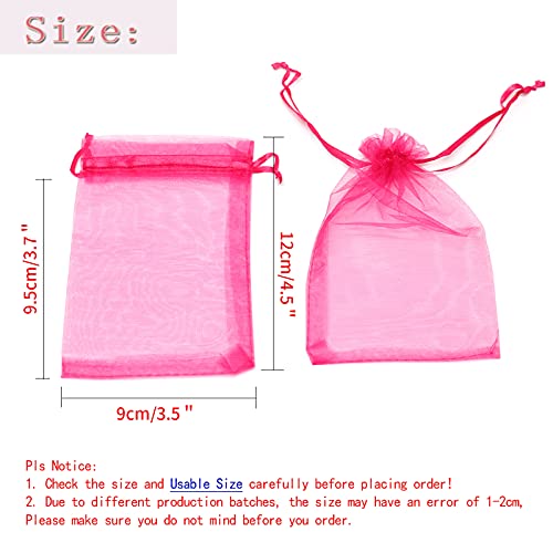 Image of Dealglad 100pcs Drawstring Organza Jewelry Candy Pouch Party Wedding Favor Gift Bags (3.5x4.5 inch, Rose)