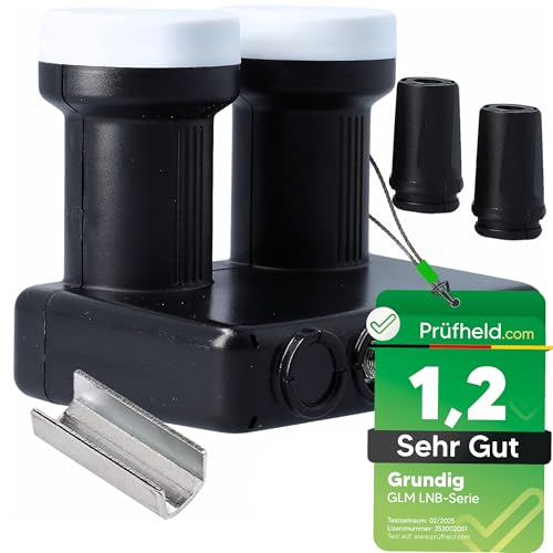 GSS GRUNDIG Monoblock Twin LNB Astra Hotbird para 2 participantes y 2 satélites, 2 compartimentos HD 4K LNC para conexión directa (TV, receptor de satélite) LMB para antena parabólica