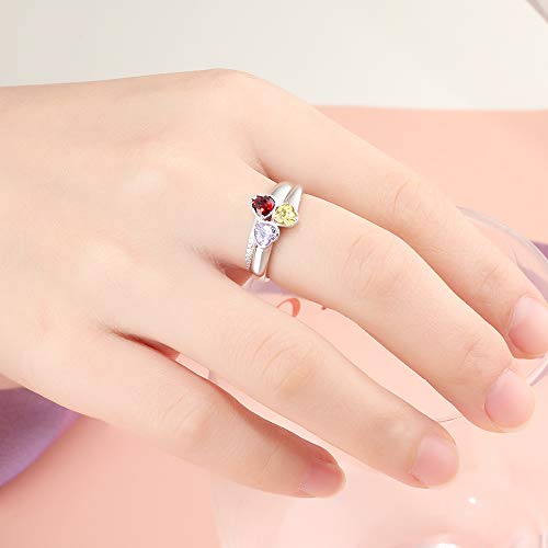 Glamcarat Promise Ring For Her Personalized Ring Sterling Silver 3 Birthstones Customized Engraved Jewelry For Women Name Ring (Sterling-Silver, 9) #TOP5