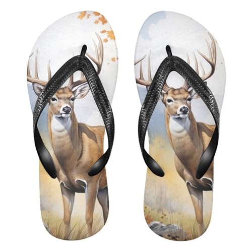 Flower Fall Cute Deer Flip Flop Beach Summer Casual Sandal for Women & Men Shower Shoes 20856900